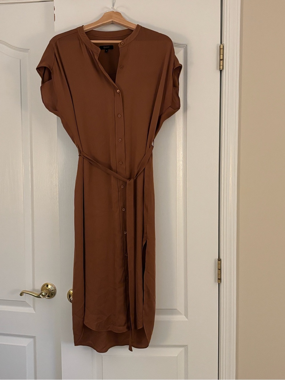 Quince washable silk shirt dress, size S